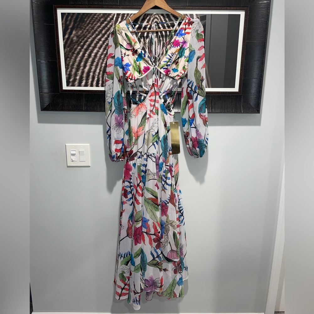 NWT PatBo Rare Floral Multicolor Maxi Dress